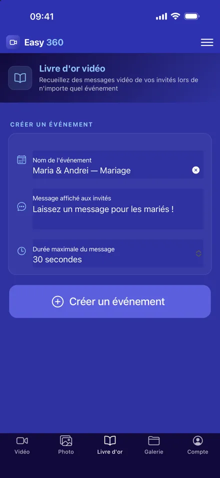 Easy 360 — Livre d'or vidéo