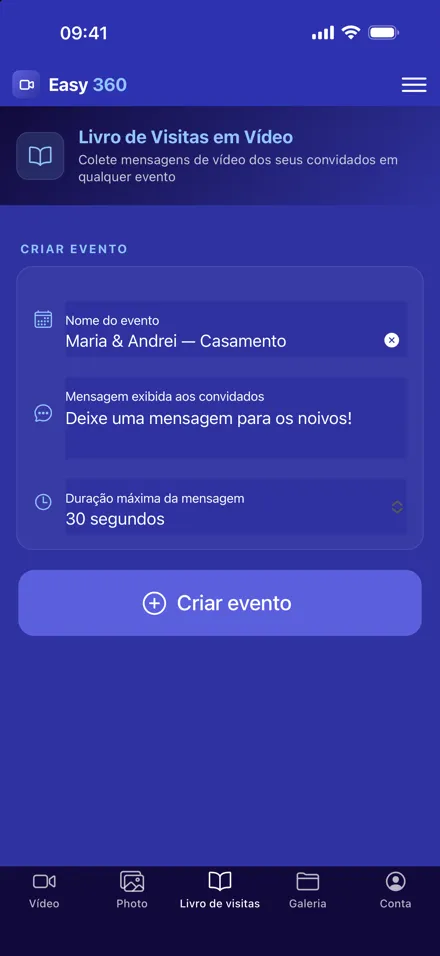 Easy 360 — Livro de visitas em vídeo