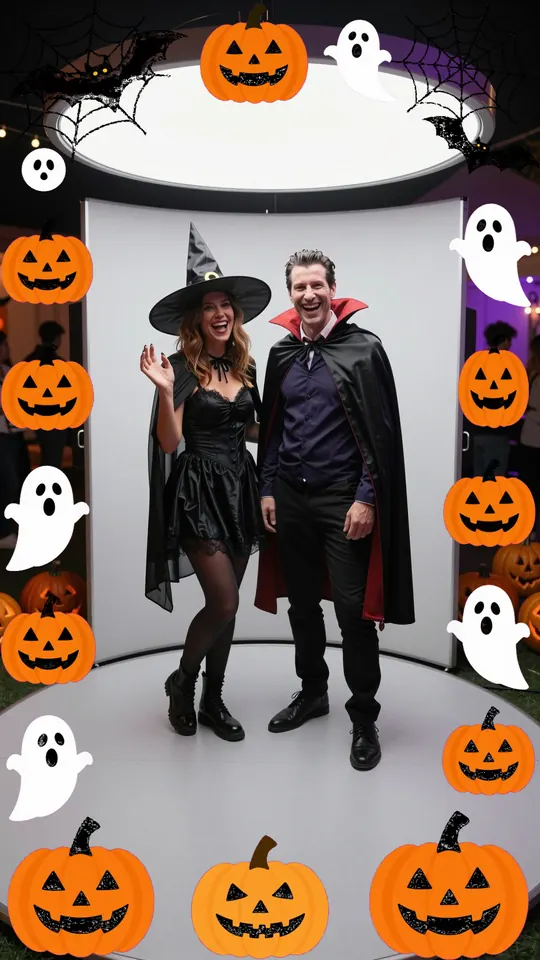 Clip din cabina 360 cu rama Halloween cu dovleci
