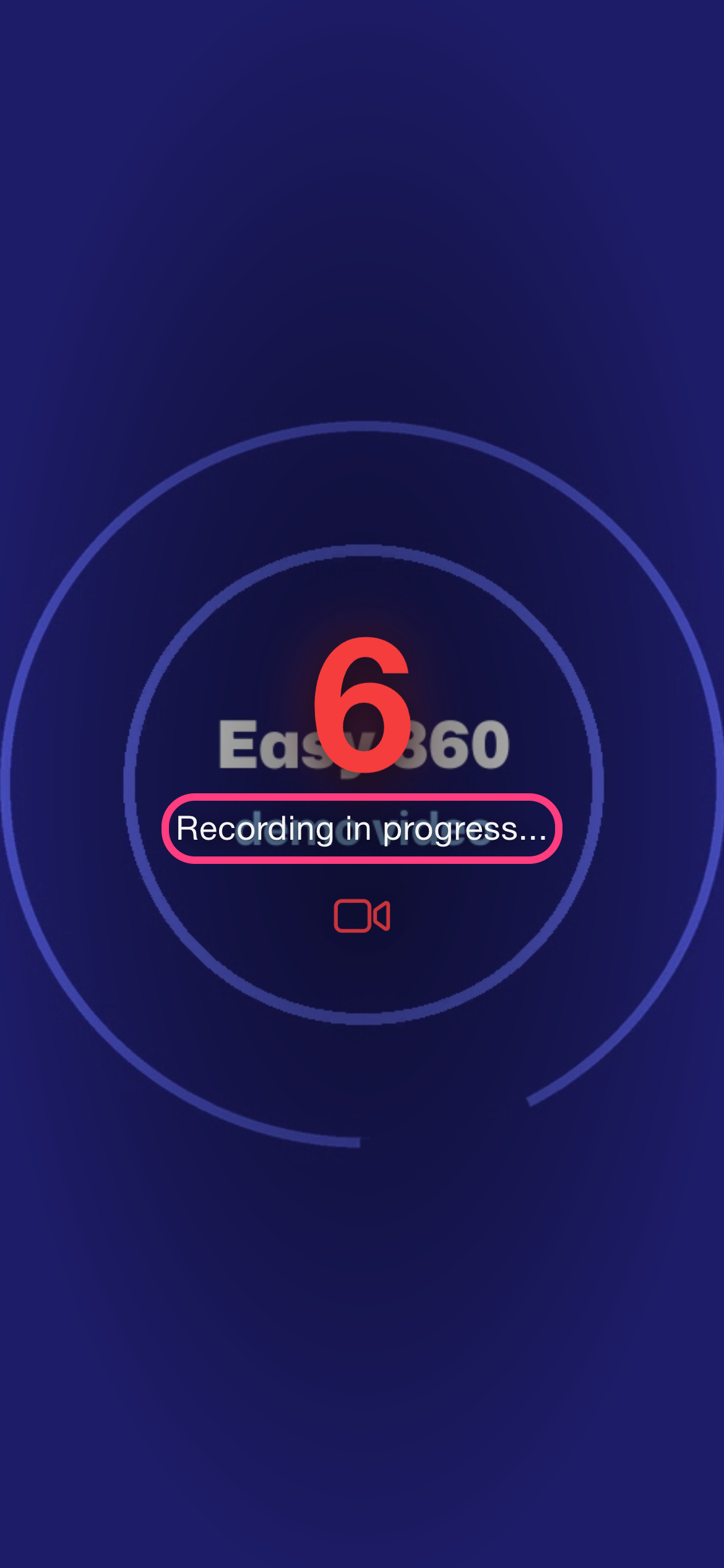 The second phone full screen showing a countdown and the Recording in progress message highlighted