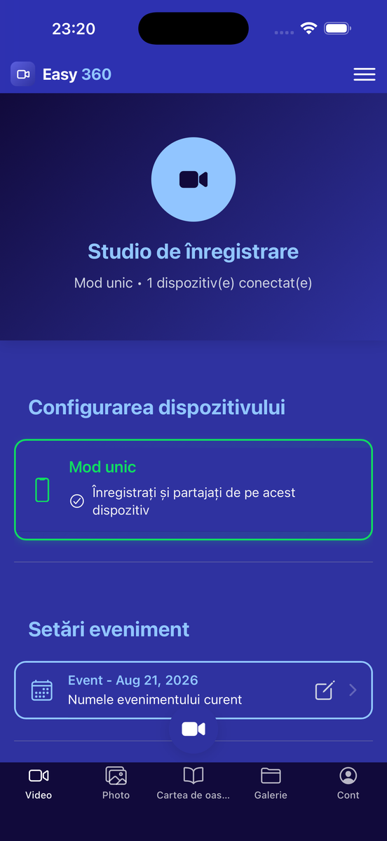 Studioul de înregistrare Easy 360 în mod individual, pe iPhone